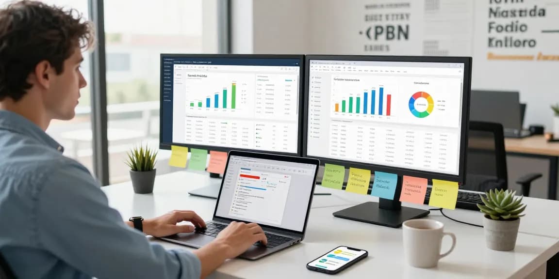 Professional analyzing adult PBN links performance metrics in a digital marketing workspace.