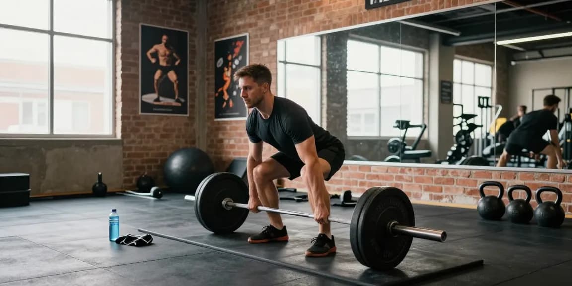 Somatrop Steroid Shop showcasing an athletic man training with weights in a modern gym environment.