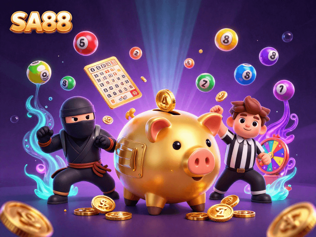 SA88 draws players into an exciting jackpot scene filled with vibrant lottery elements and dynamic characters.
