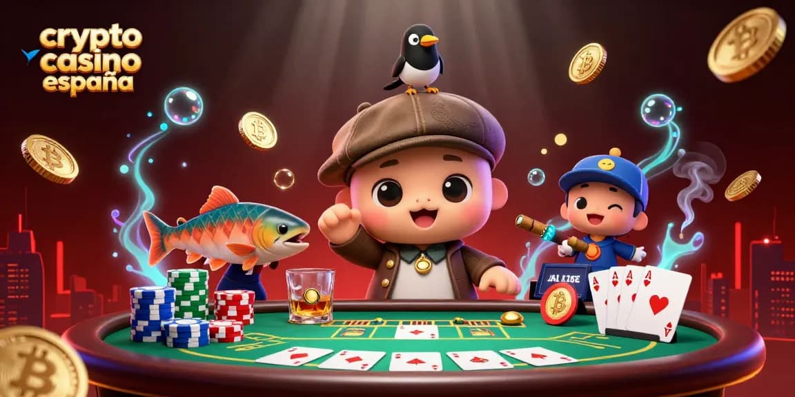 Juega en un innovador crypto casino España rodeado de monedas y elementos de juego animados.