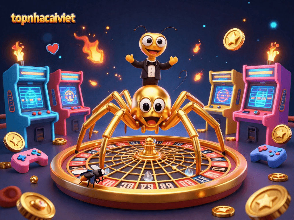 Engage with topnhacaiviet in a vibrant animated casino scene featuring interactive gaming elements.