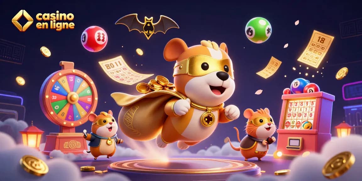 Le spectacle de casino en ligne avec un chien super héros et des balles de loterie colorées s'envolant!