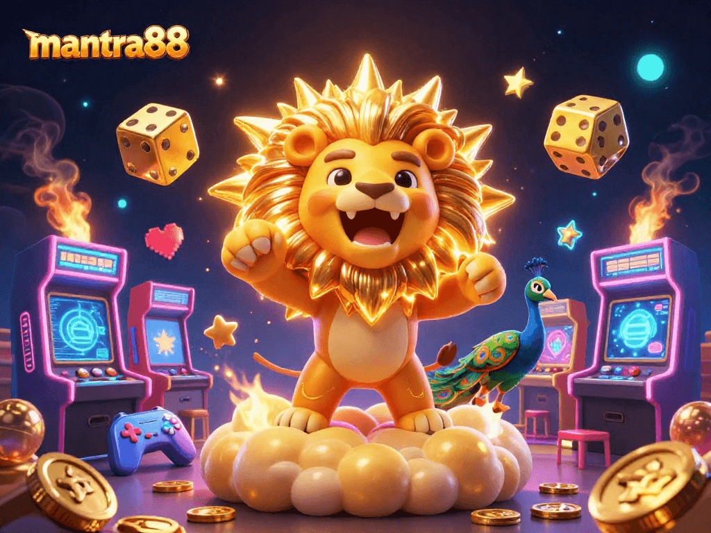 Experience thrilling gameplay with mantra88's vibrant 3D casino scene featuring unique characters and elements.
