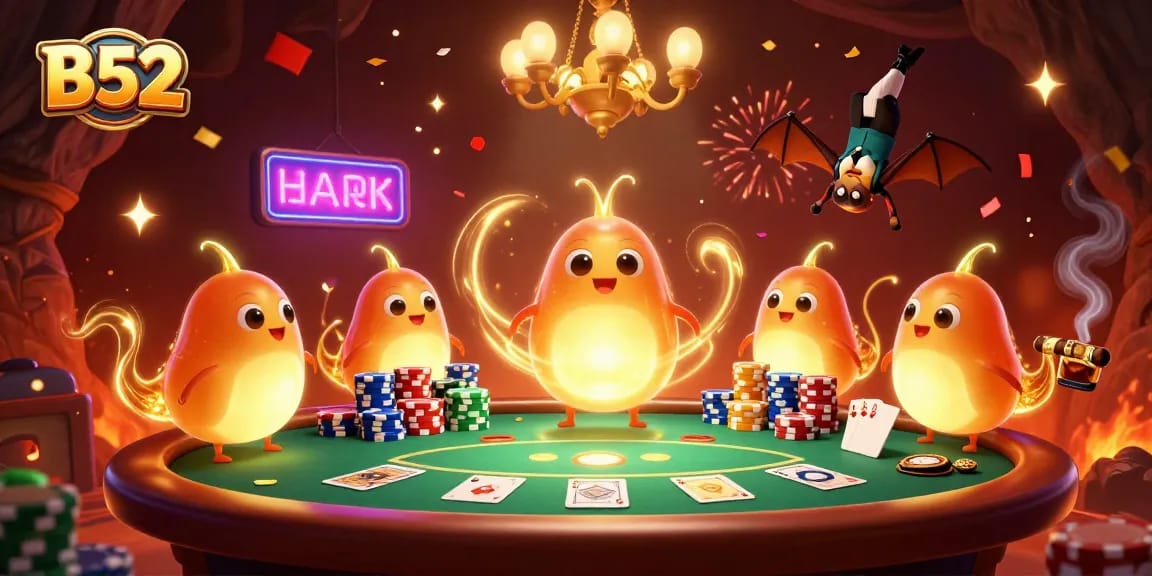 Experience thrilling moments at B52 casino with vibrant glowworms lighting the game table.