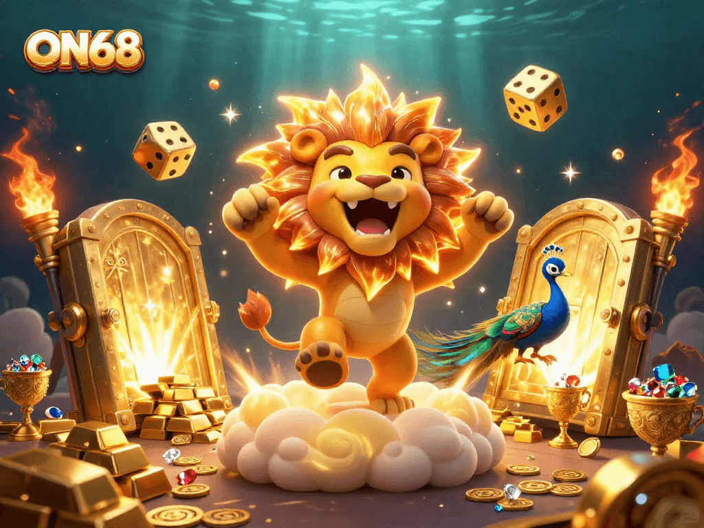 Seize opportunities with ON68, as vibrant golden treasures beckon in this thrilling casino scene.
