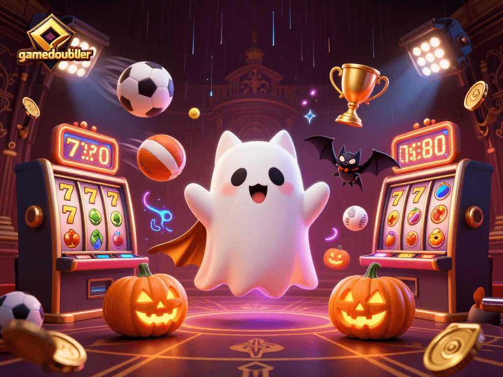 Engage in thrilling gameplay at gamedoubler with exciting slot machines, ghostly characters, and vibrant casino elements.