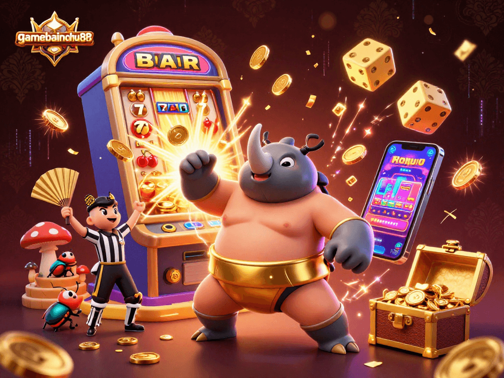 Experience thrilling adventures in gamebainohu88 with vibrant casino elements and character action.