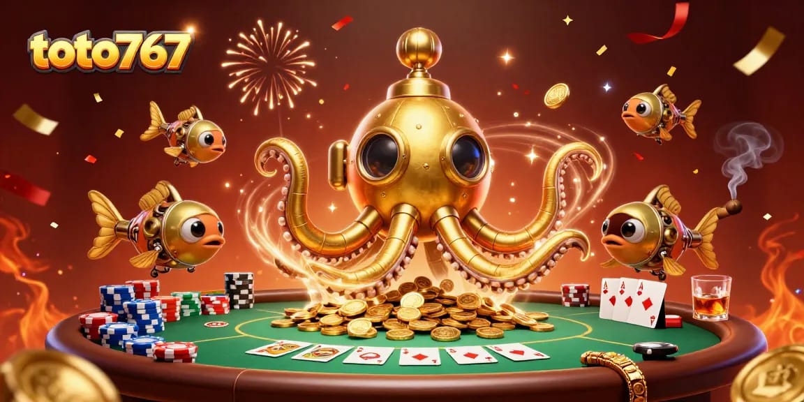 Rasakan petualangan toto767 dengan kraken emas dan permainan poker yang penuh warna.