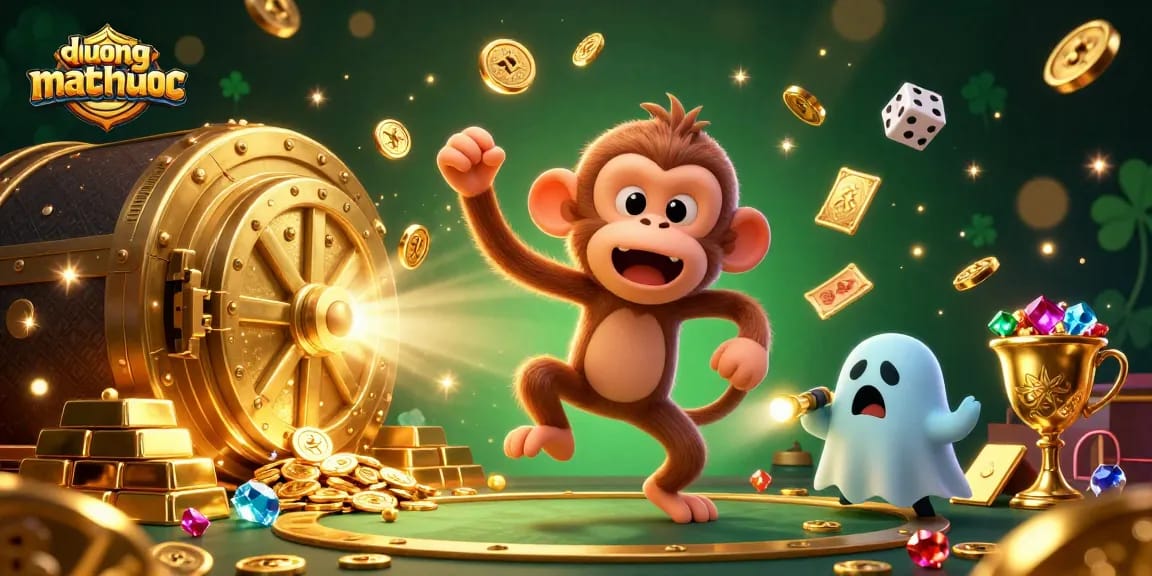Engage with the duongmatchuoc casino experience, featuring a playful poltergeist monkey and a curious ghost-hunter puppy amidst fortune.