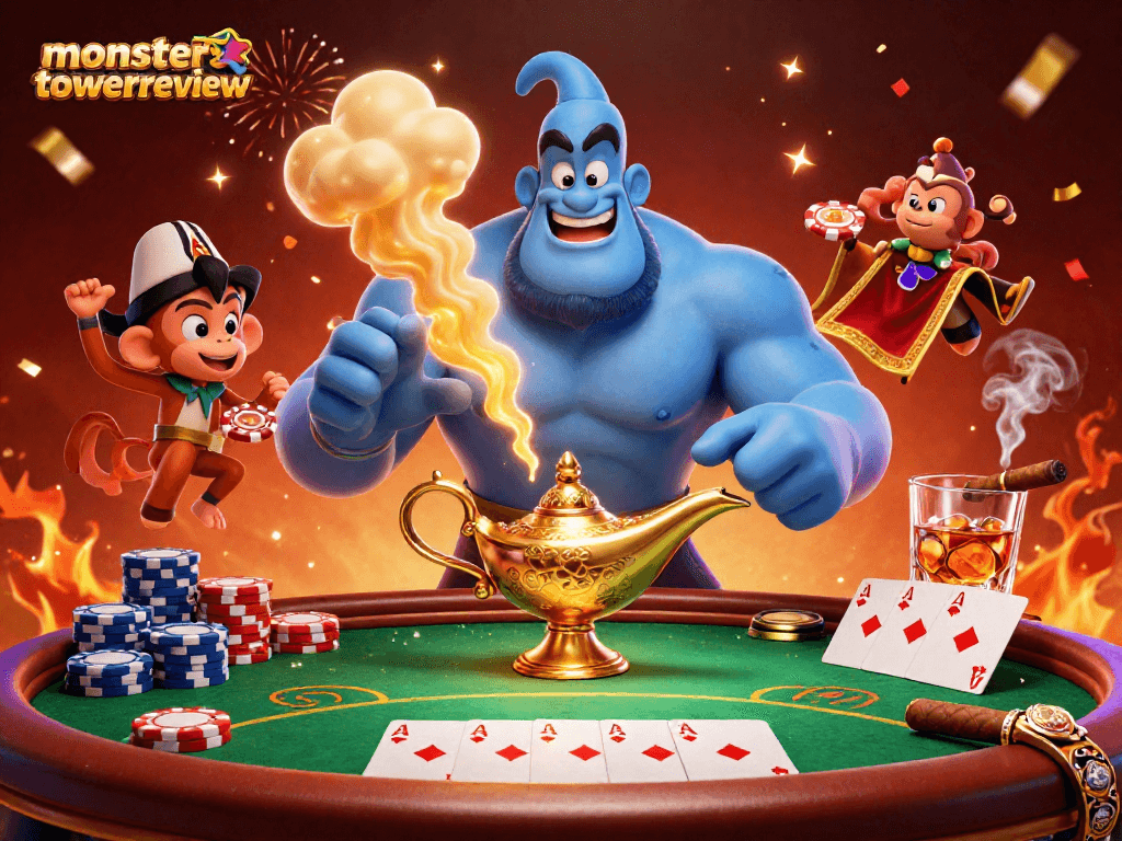 Experience the excitement of gambling with monstertowerreview, featuring dynamic casino elements and cartoon characters.