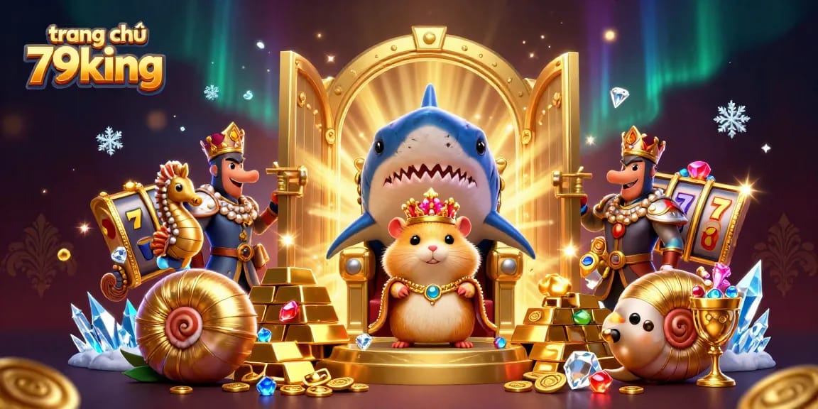 Engage with the excitement at trang chủ 79king with a vibrant, treasure-filled casino scene featuring a tiny hamster king.
