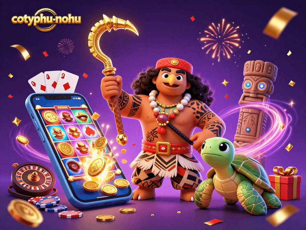 Experience cotyphu-nohu in a vibrant 3D casino world with action-packed gaming elements.