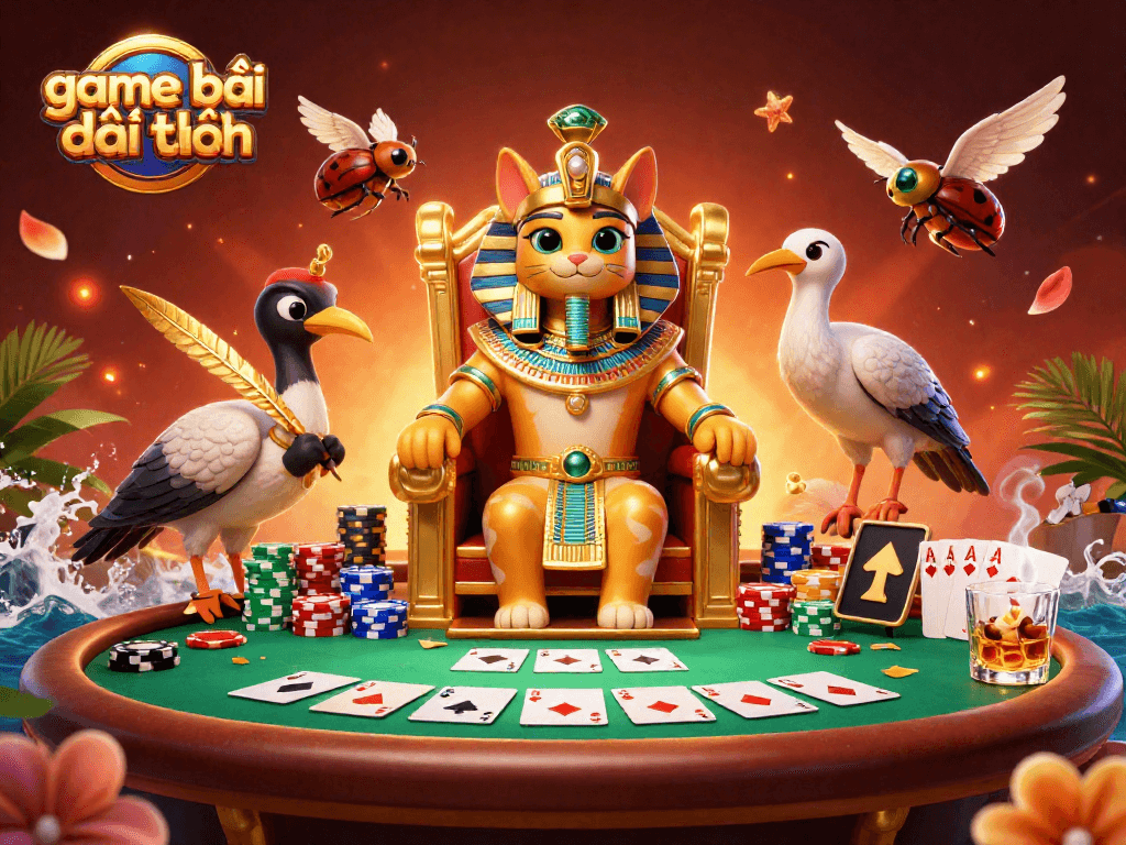 Experience game bài đổi thưởng thrills with vibrant casino elements in this engaging 3D illustration.