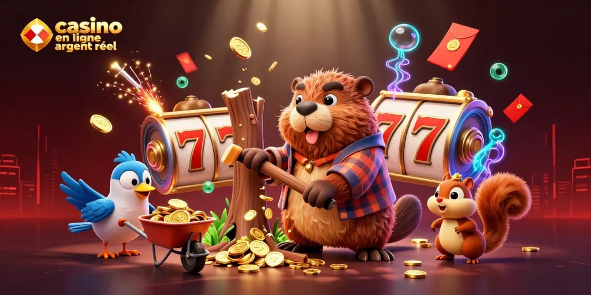 Jouez au casino en ligne argent réel avec des jackpots captivants et des personnages amusants dans une scène dynamique.