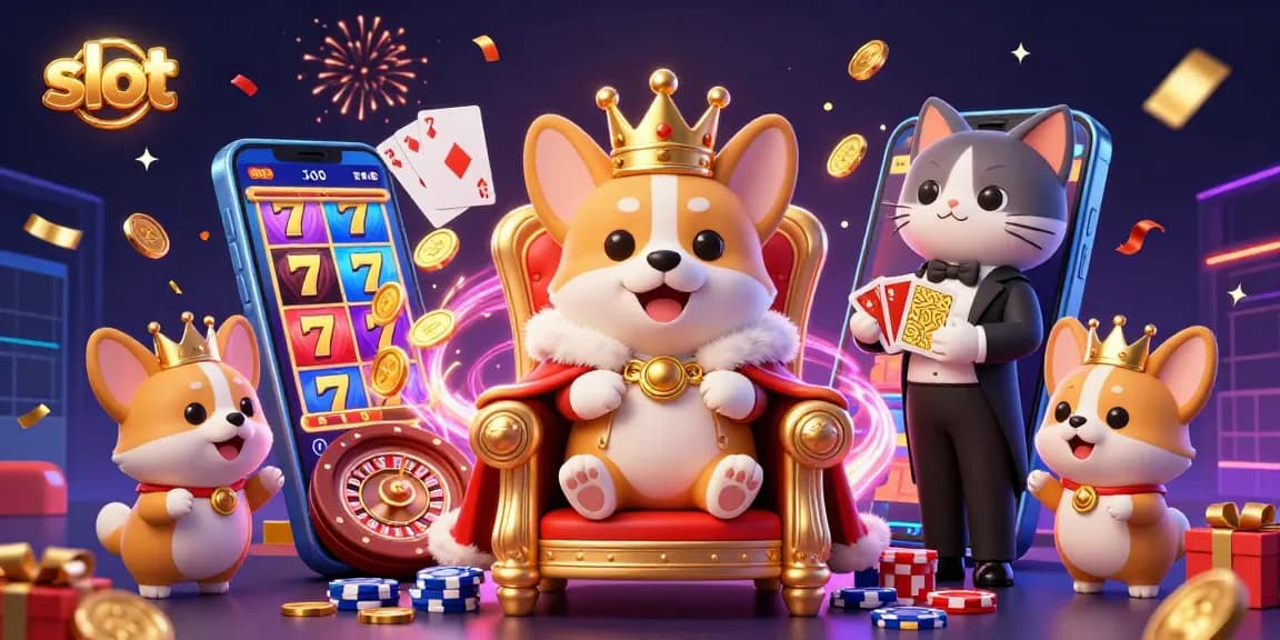Spin and win big at slot games with vibrant rewards and characters celebrating the gaming excitement.