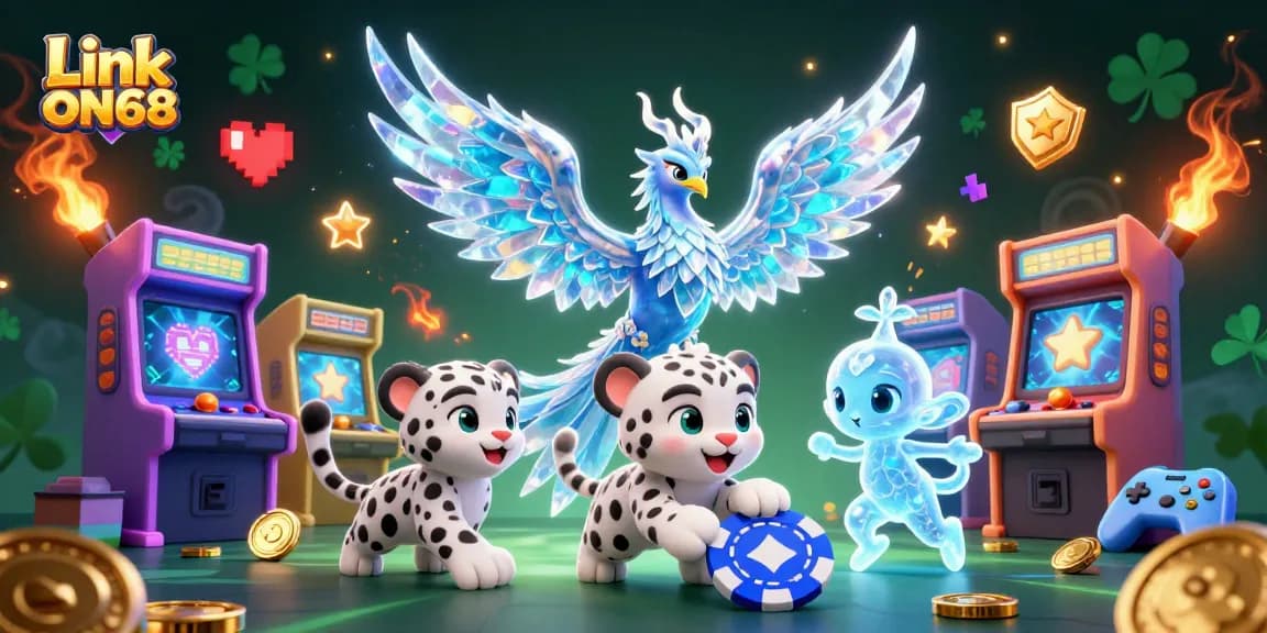 Visualize winning strategies at Link ON68 with vibrant 3D casino characters and gaming elements.