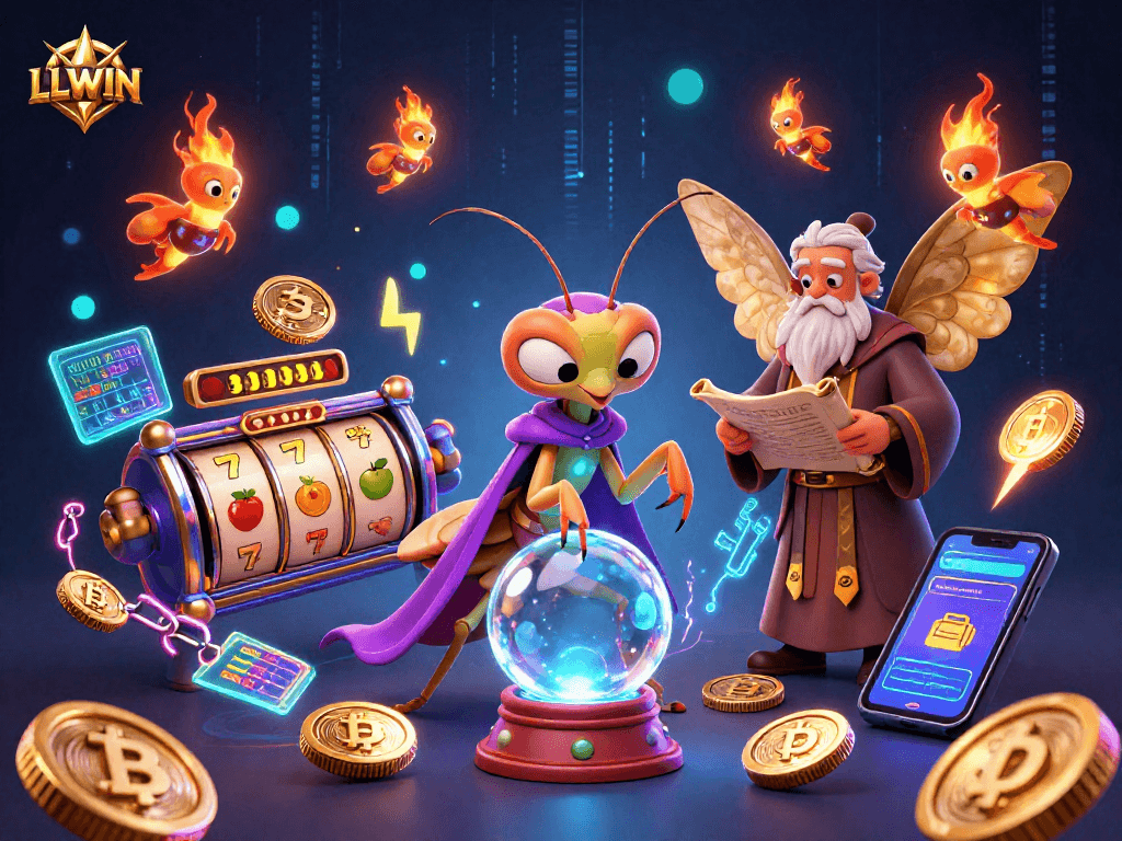 Engage with LLWIN's immersive gaming experience featuring vibrant characters and dynamic casino elements.