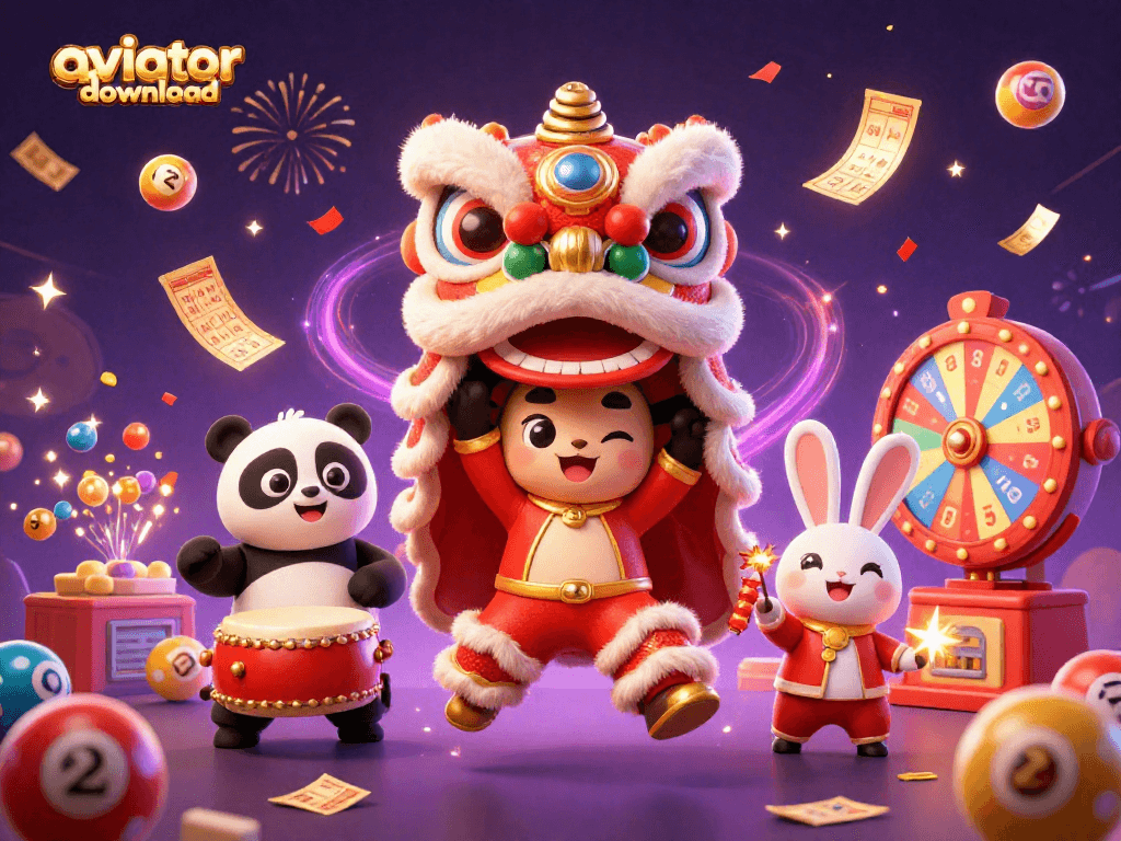 Experience the excitement of aviator download with vibrant casino-themed characters and elements in a dynamic scene.