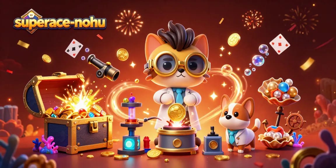 Experience thrilling gameplay with superace-nohu, featuring mad scientist cat and vibrant casino elements.
