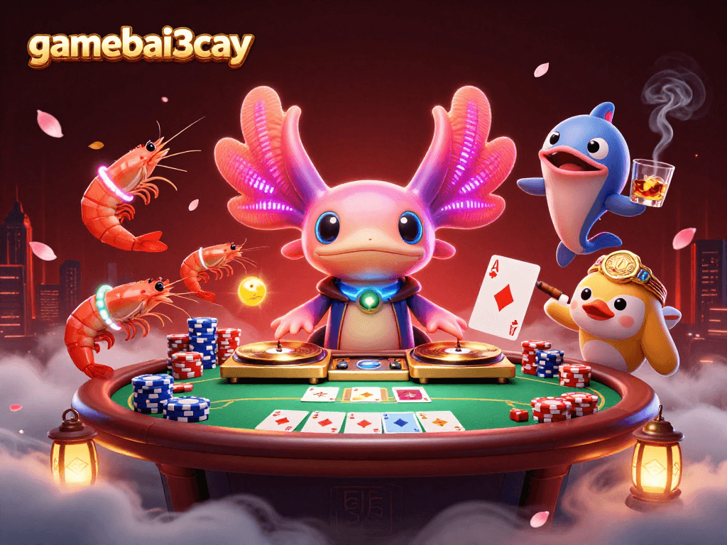 Spin to win with gamebai3cay featuring a vibrant casino scene with exciting poker action.