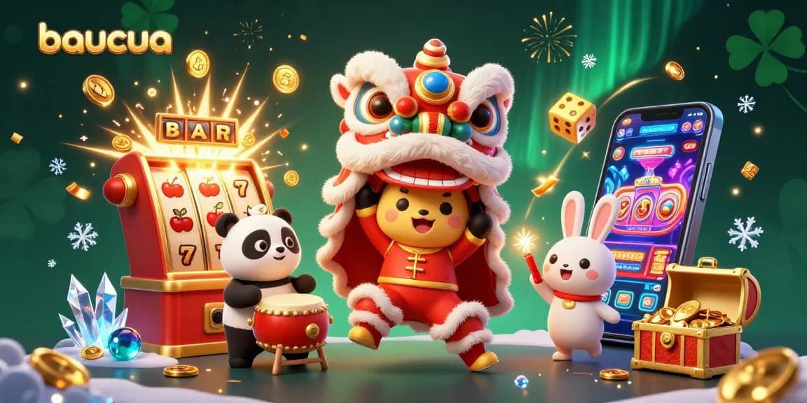 Engage in exciting baucua gameplay with vibrant 3D characters and dynamic casino elements.