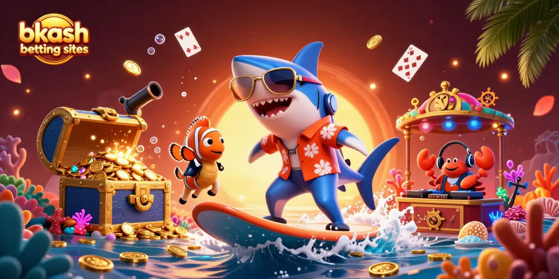 Explore bkash betting sites in this vibrant underwater casino scene featuring exciting characters and rich game elements.