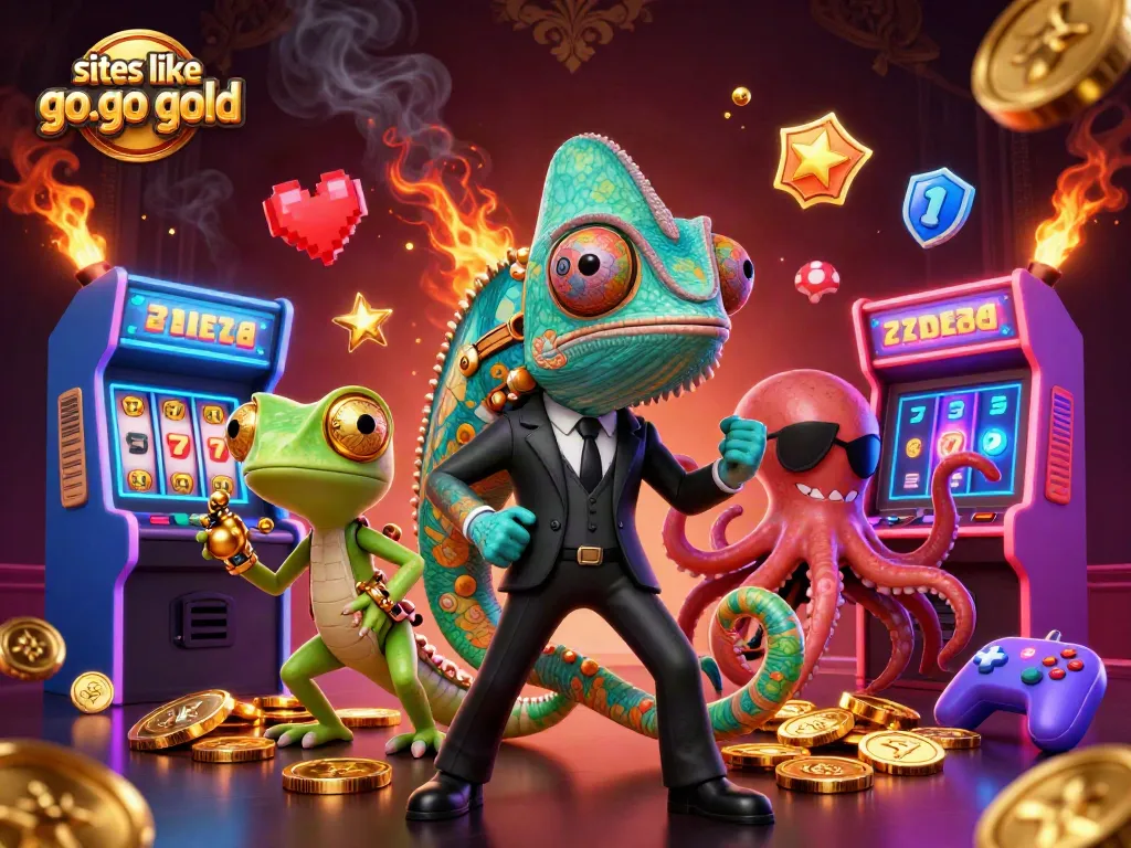 Play exciting games like Go Go Gold in a vibrant, dynamic casino-themed scene.