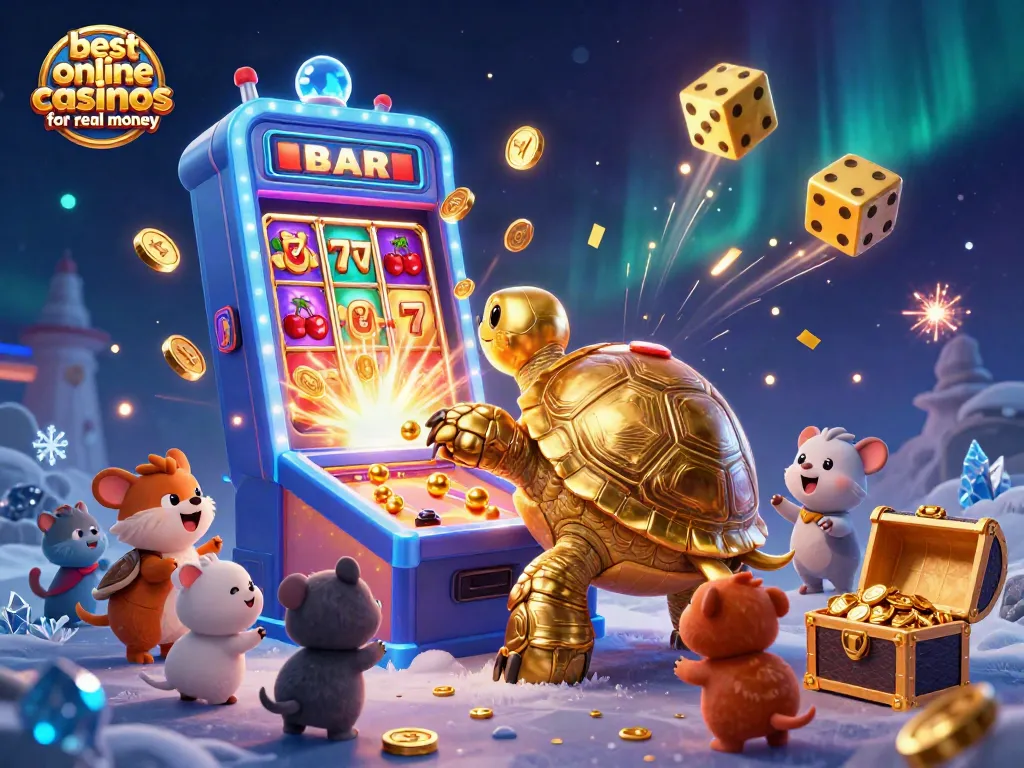 Engage with the best online casinos for real money in this vibrant 3D illustration of fun casino excitement.