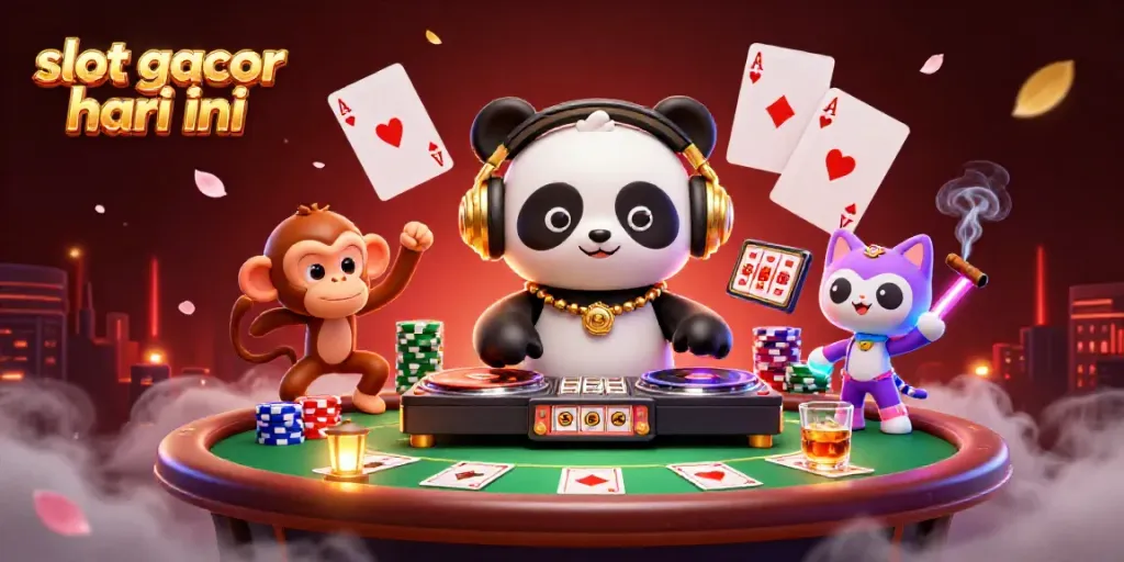 Experience slot gacor hari ini with an engaging 3D cartoon scene featuring vibrant casino elements and characters.