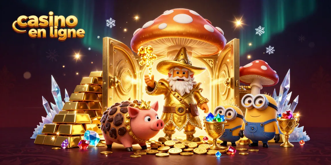 Jouer au casino en ligne avec un mage doré et des trésors scintillants dans un riche décor magique