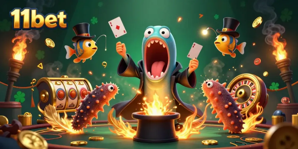 Experience exciting gaming action at 11bet's vibrant casino scene with magical sea creatures.