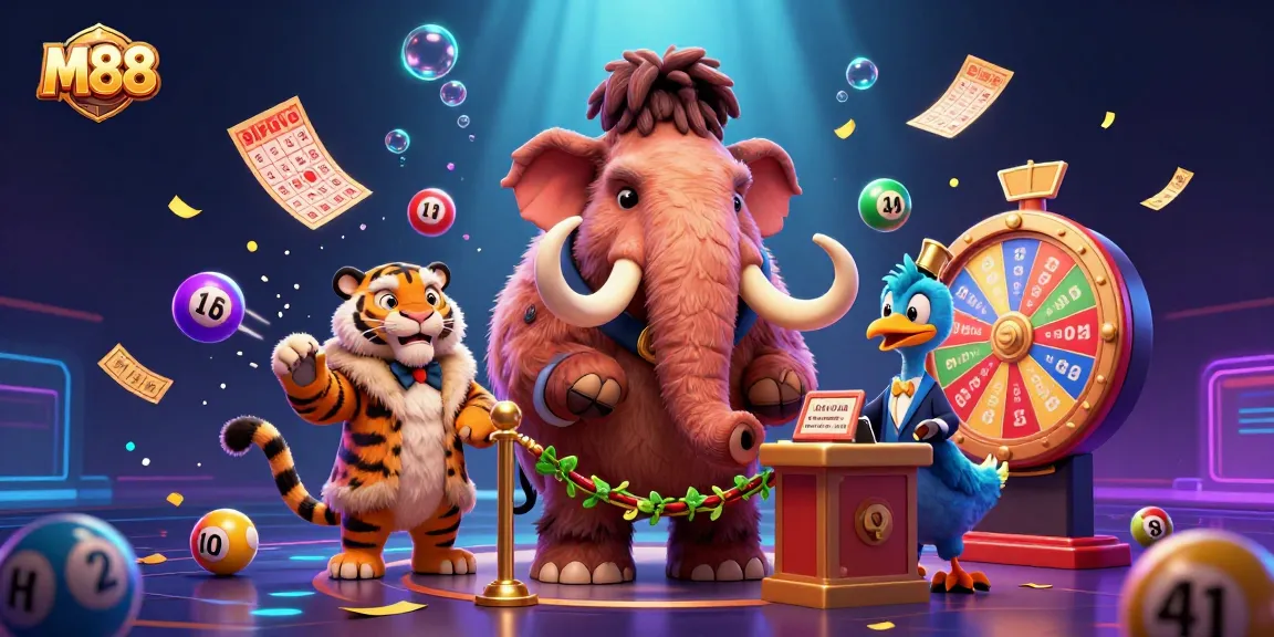 M88 offers a vibrant online casino experience featuring dynamic lottery elements and engaging characters.