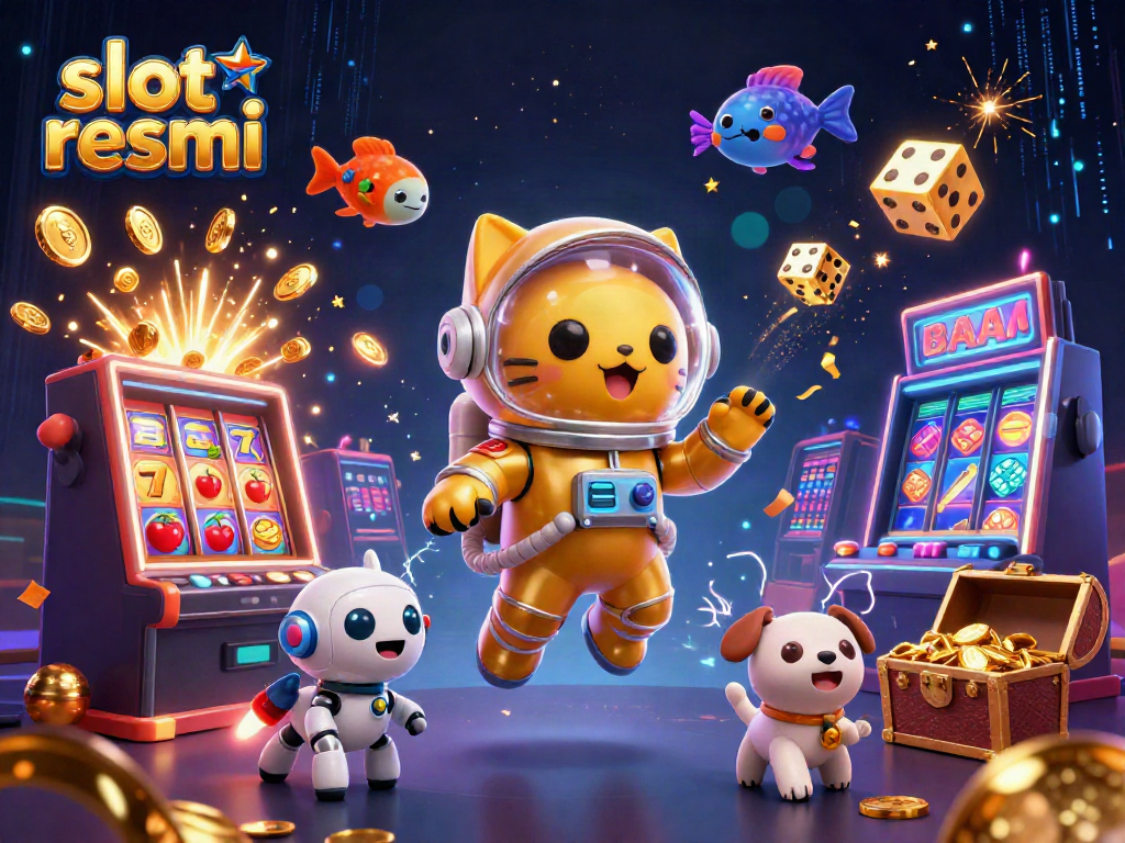 Experience thrilling jackpots with slot resmi in this dynamic 3D casino illustration.
