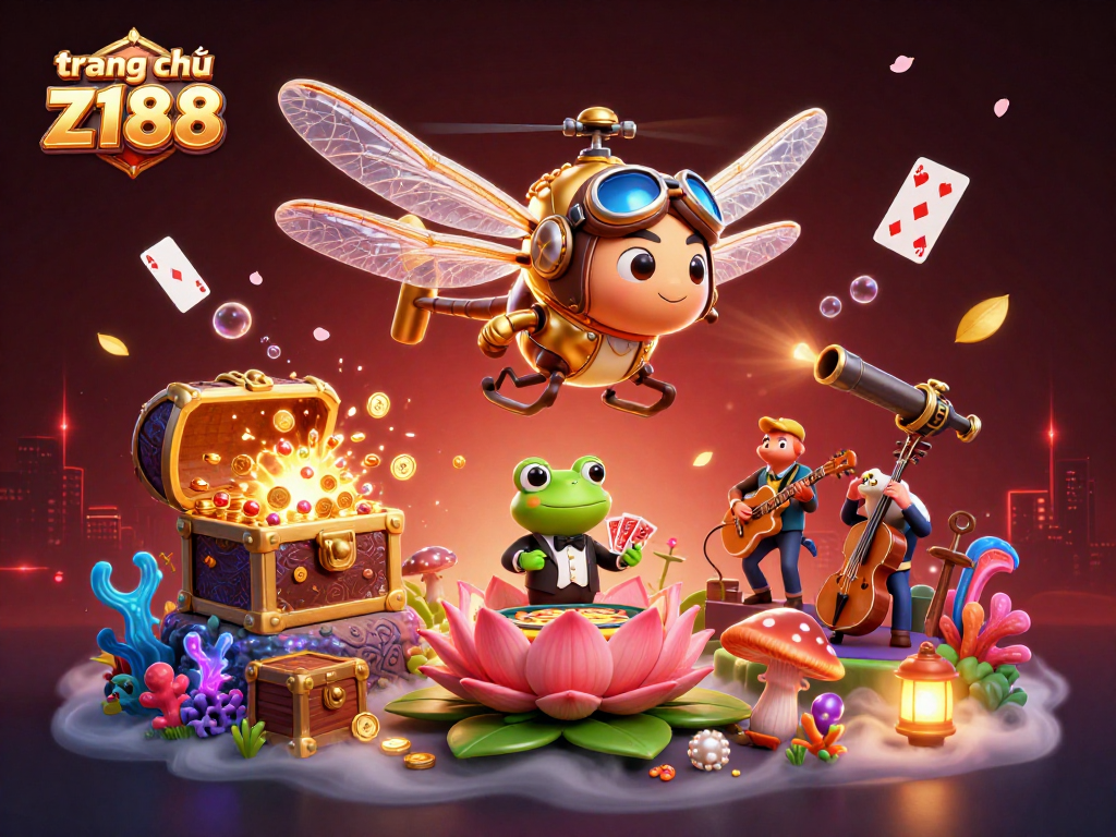 Experience excitement at trang chủ z188 with a dynamic 3D casino scene featuring thrilling gaming elements and characters.