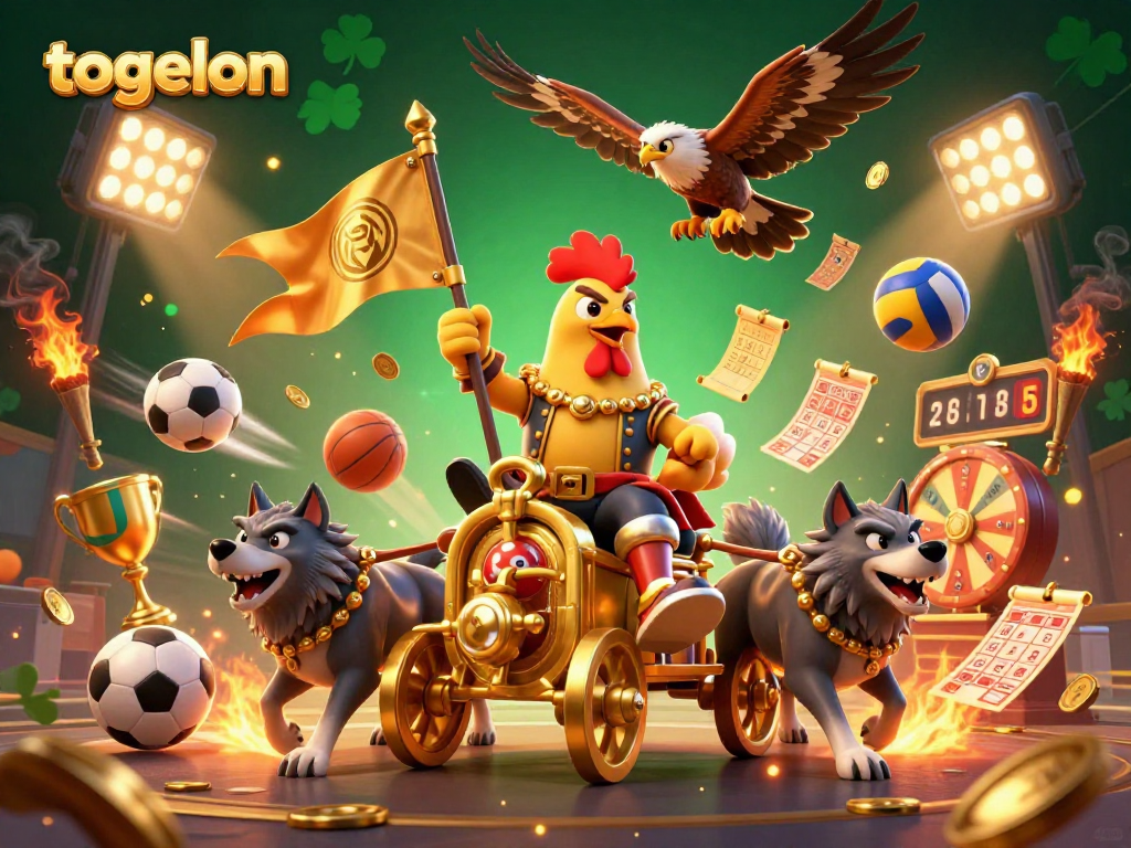 Experience thrilling lottery action with togelon as the rooster warlord leads the way in an action-packed scene.