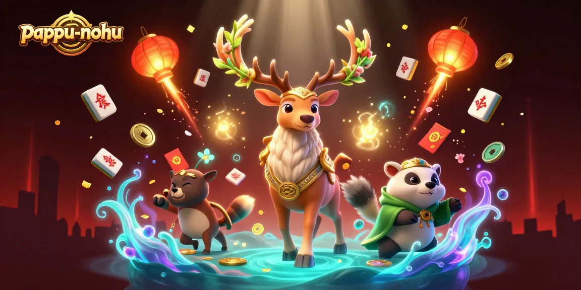 Engage in the exciting pappu-nohu gaming experience with vibrant characters and celebratory elements.