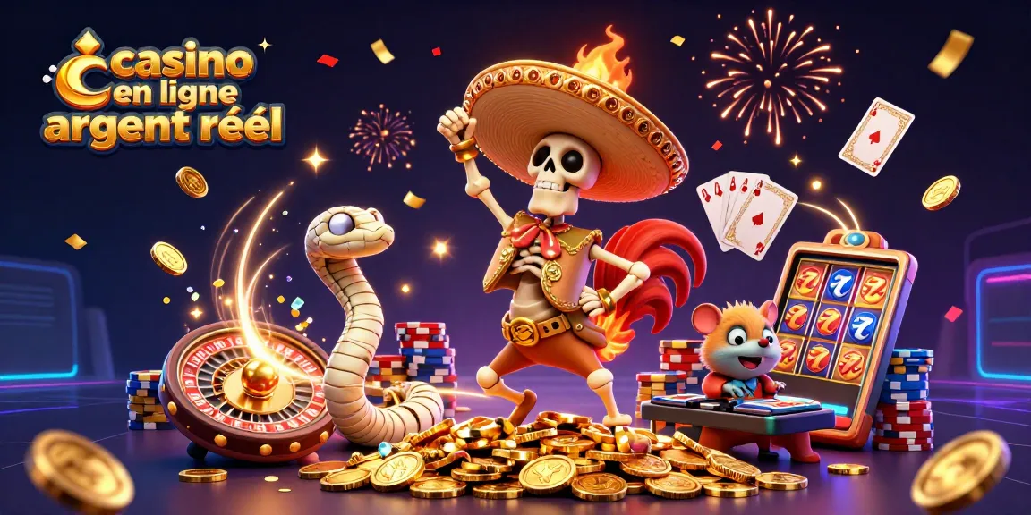 Gagnez avec le casino en ligne argent réel en profitant d'une scène festive avec une danse de personnages et des éléments de jeu.
