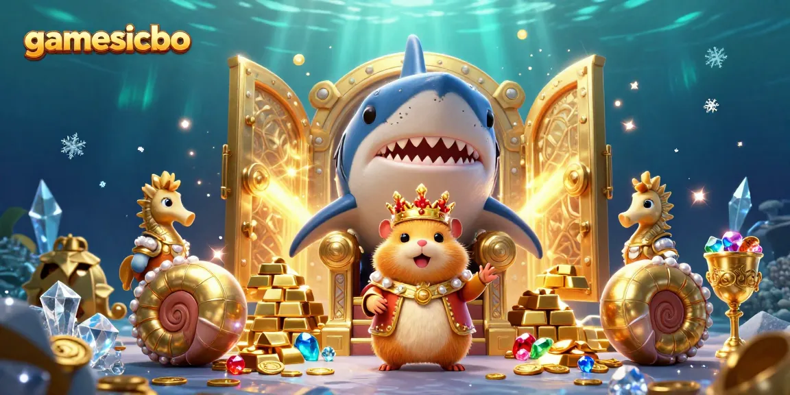 Engage with Sicbo gameplay at gamesicbo featuring a golden hamster king surrounded by treasures.