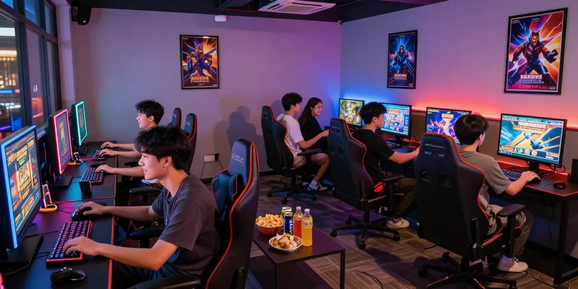 Friends enjoying an exciting game night with slot jepang in a vibrant gaming lounge.