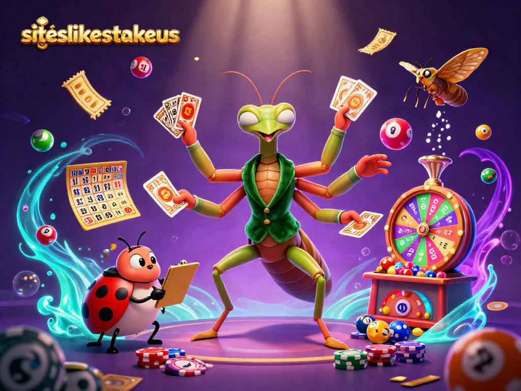 Engage in winning strategies on siteslikestakeus with vibrant casino-themed characters and elements.