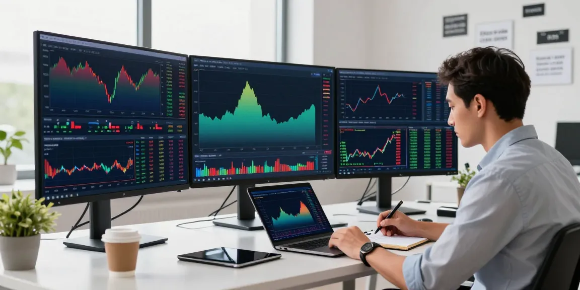 Dynamic trader using TradingView in a modern office for market analysis.