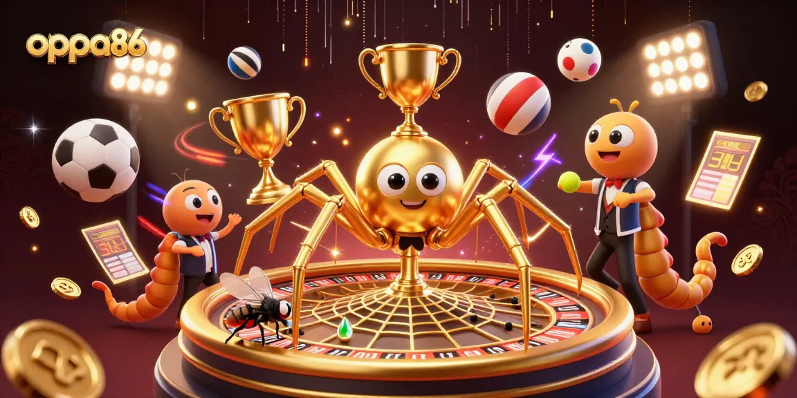 Experience thrilling bets with oppa86 in a vibrant casino scene filled with dynamic sports elements.