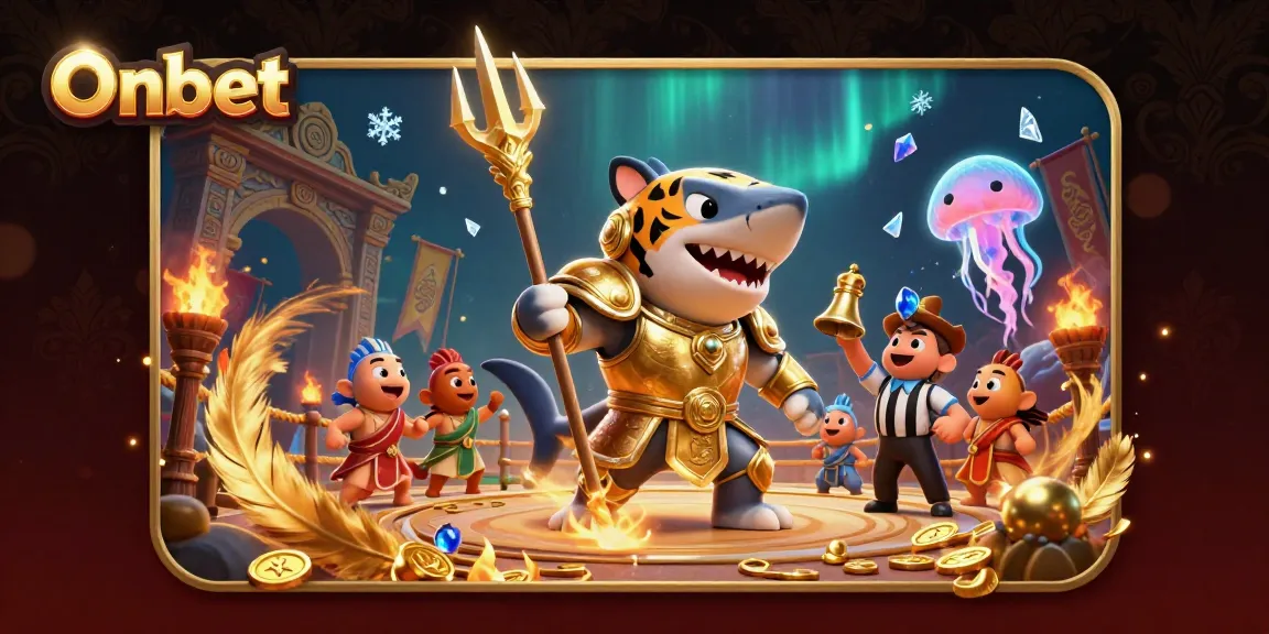 Experience thrilling gameplay at Onbet Casino, where a tiger shark gladiator dominates the underwater colosseum.