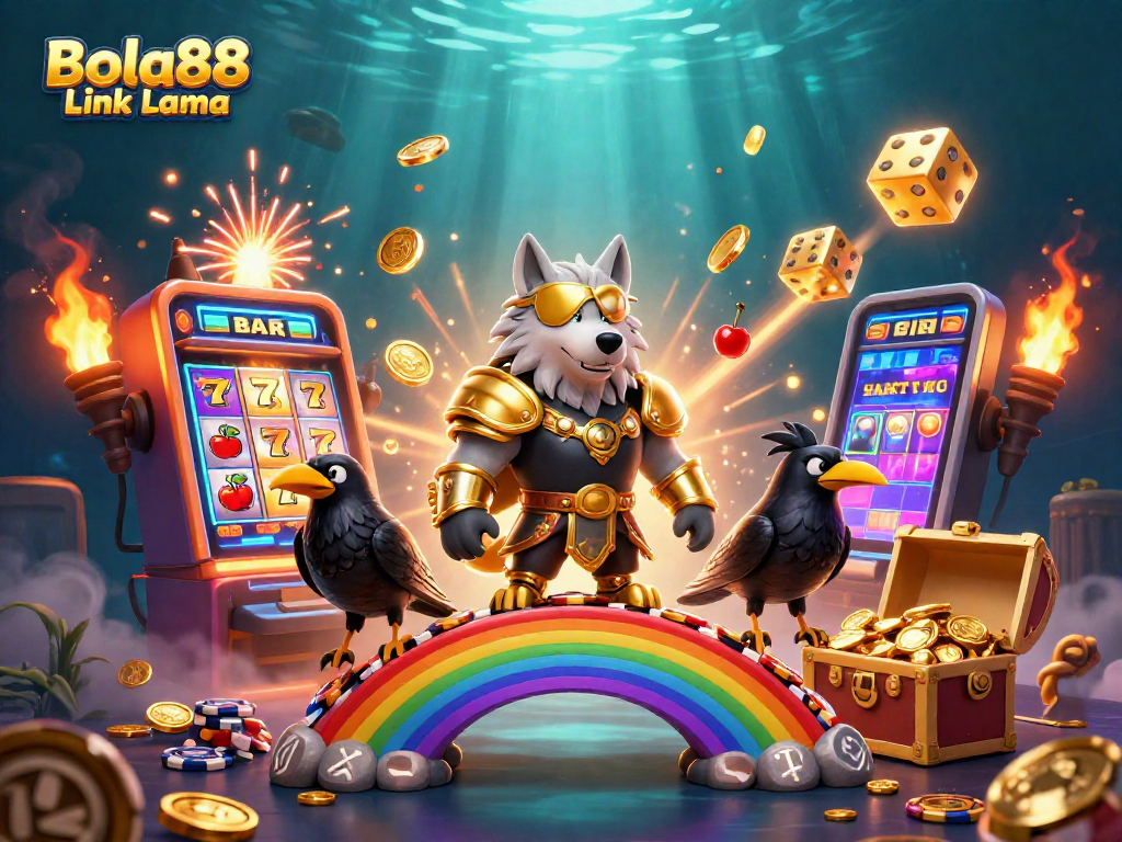 Experience the thrill with Bola88 Link Lama in a vibrant casino scene filled with exciting game elements.
