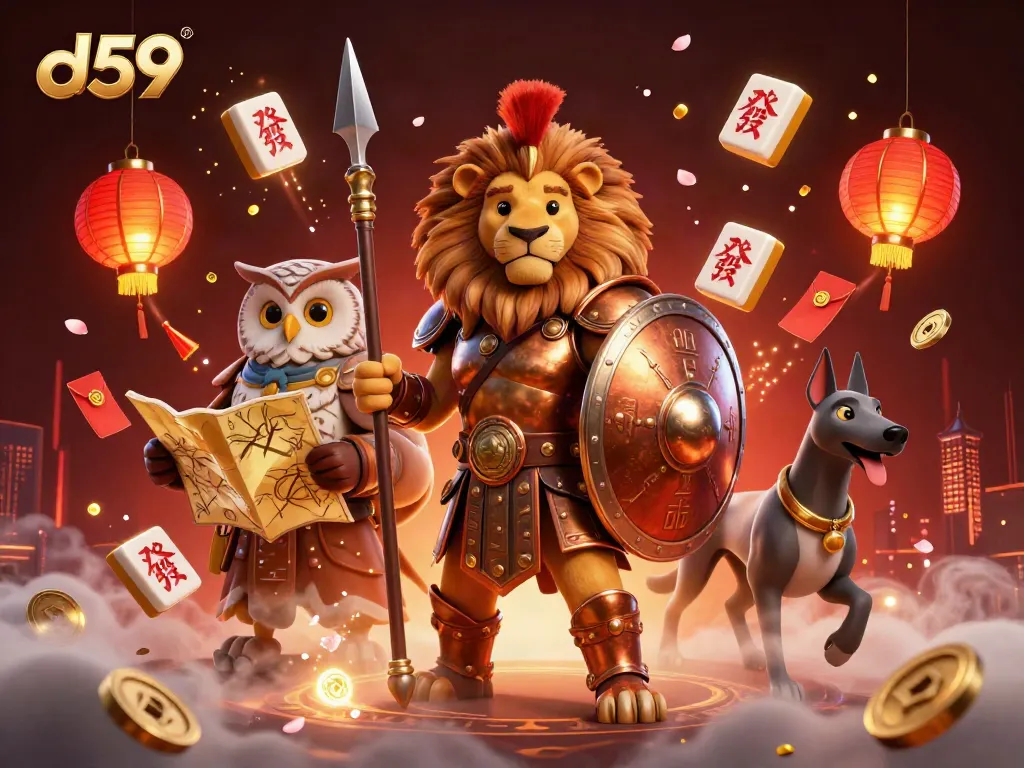 Experience the exciting d59 gaming platform with dynamic scenes of action and vibrant casino elements.