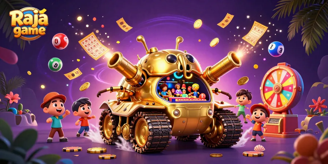 Experience winning moments with Raja game in this vibrant 3D casino illustration filled with thrilling elements.
