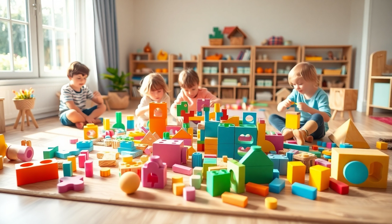 Engaged children with colorful educational toys, visit the website for screen-free fun.