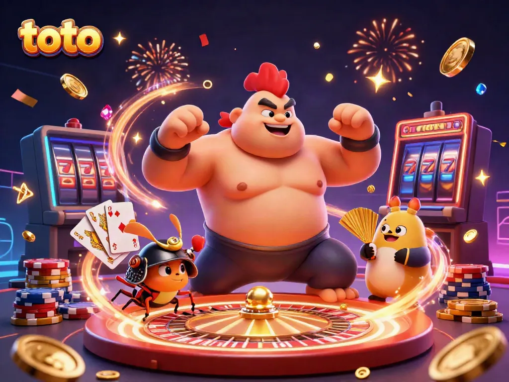 Engage with toto action through animated characters in a dynamic gambling scene filled with excitement.