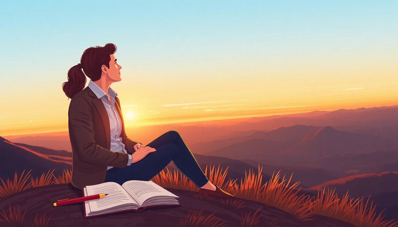 Individual reflecting on how to Find my true Calling amidst serene landscapes and warm sunset.