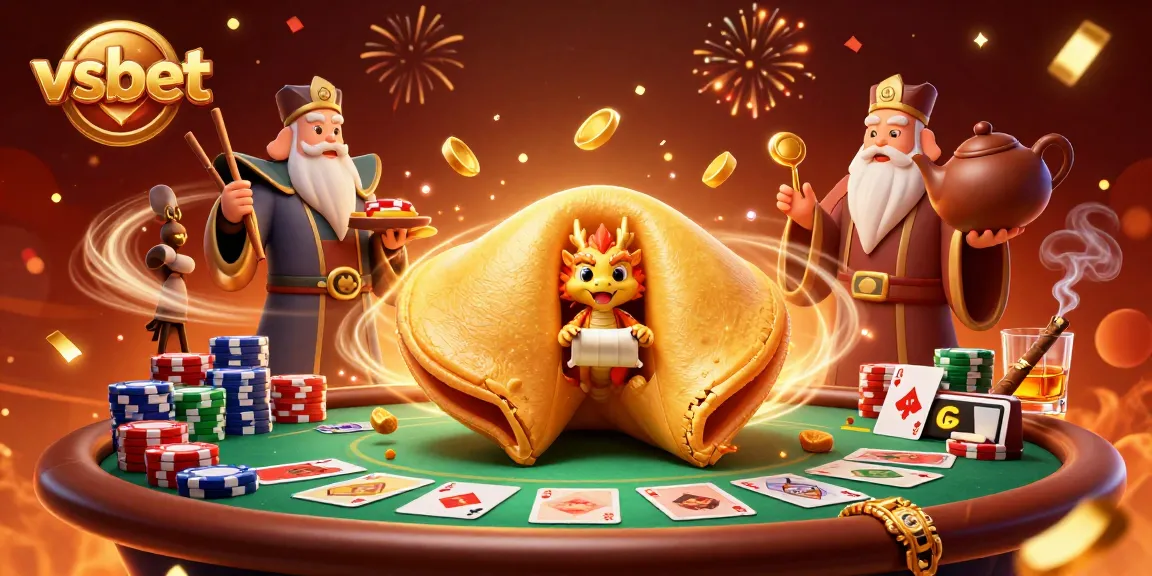 Experience the vibrant world of vsbet with a dynamic 3D casino illustration full of colorful gambling elements.